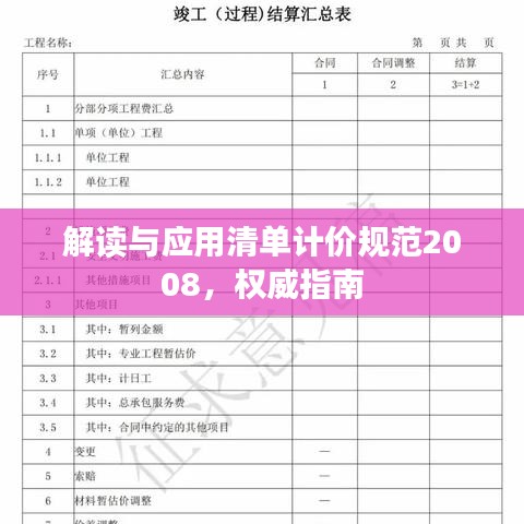 解讀與應用清單計價規(guī)范2008，權威指南