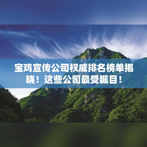 寶雞宣傳公司權(quán)威排名榜單揭曉！這些公司最受矚目！